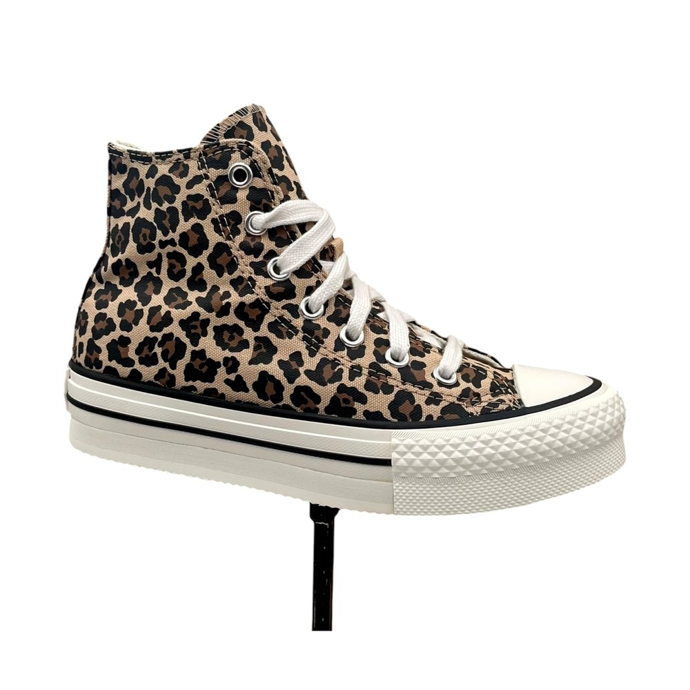 Converse Chuck Taylor Lift Youth Girls High-Top Sneakers Size 3 Vintage Leopard